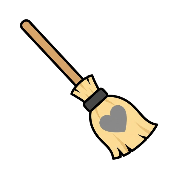 Broom and Grey heart