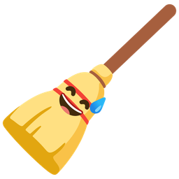 Broom and Grinning face with sweat