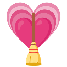 broom and growing heart
