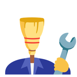 broom and hammer and wrench