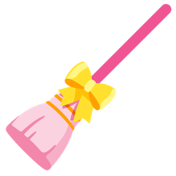 broom and heart with ribbon