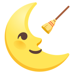 broom and last quarter moon face