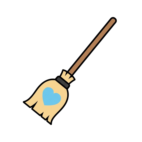 Broom and Light blue heart