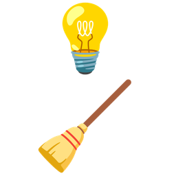 broom and light bulb