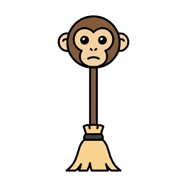 Broom and Monkey face
