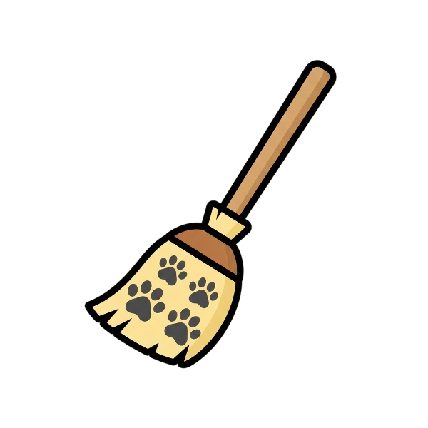 Broom and Paw prints