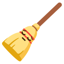 broom and pensive face