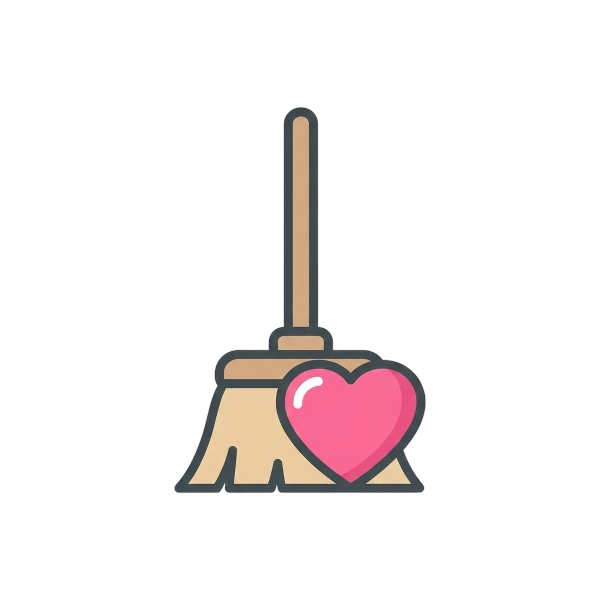 Broom and Pink heart