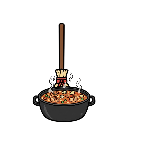 Broom and Pot of food