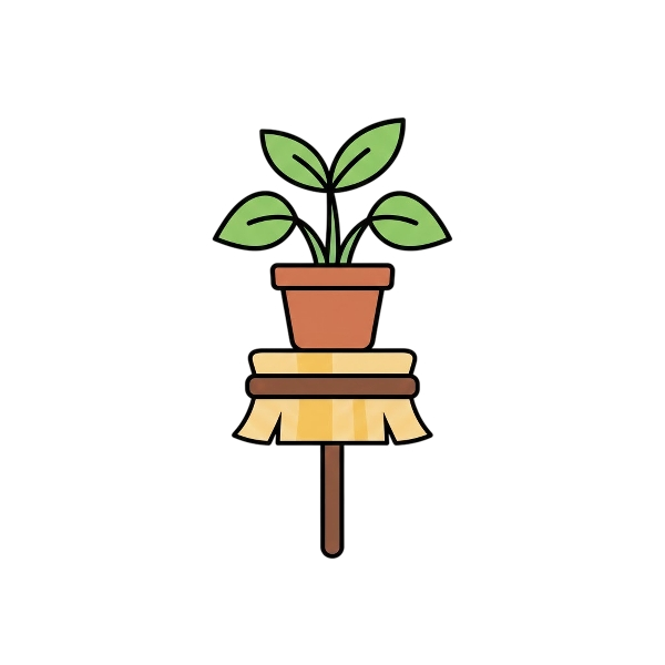 Broom and Potted plant