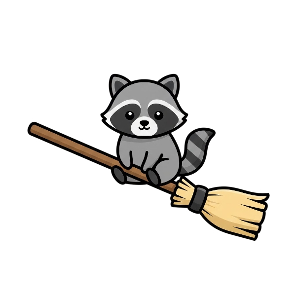 Broom and Raccoon