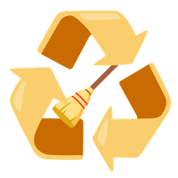 broom and recycling symbol