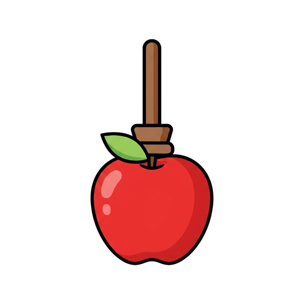 Broom and Red apple