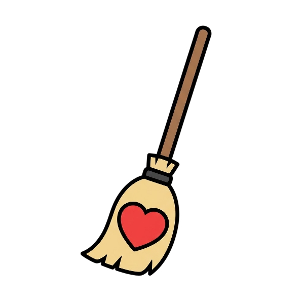 Broom and Red heart