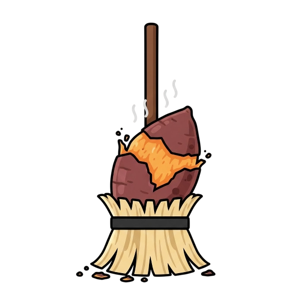 Broom and Roasted sweet potato