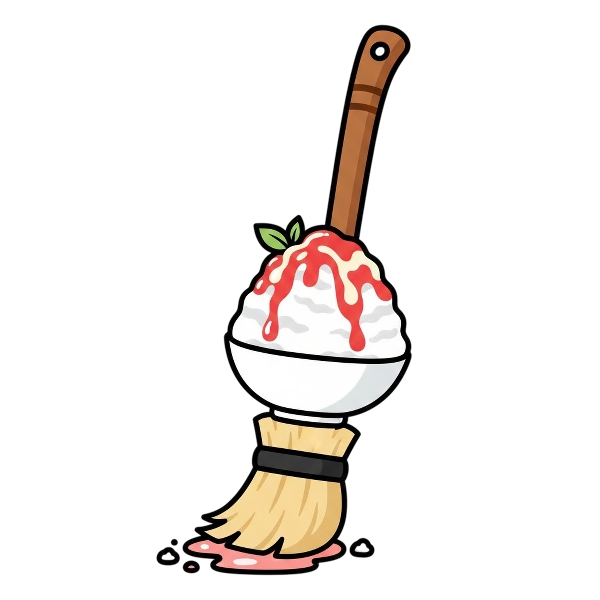 Broom and Shaved ice