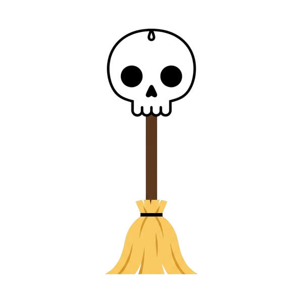 Broom and Skull