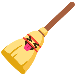 Broom and Squinting face with tongue