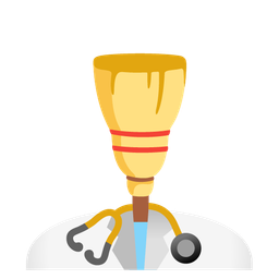 broom and stethoscope
