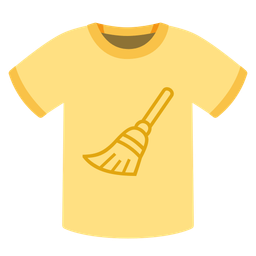 broom and t-shirt
