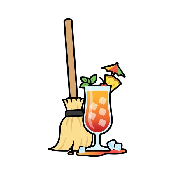 Broom and Tropical drink