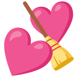 broom and two hearts