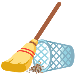 broom and wastebasket