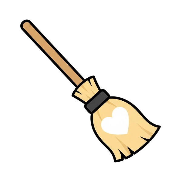 Broom and White heart
