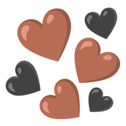 brown heart and black heart