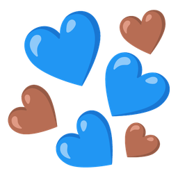 brown heart and blue heart