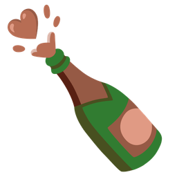brown heart and bottle with popping cork