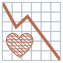 brown heart and chart decreasing