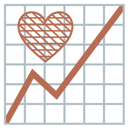 brown heart and chart increasing