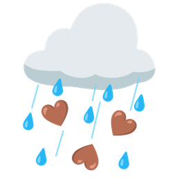 brown heart and cloud with rain