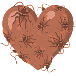 brown heart and cockroach