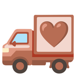 brown heart and delivery truck