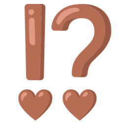 brown heart and exclamation question mark