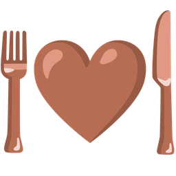 brown heart and fork and knife with plate