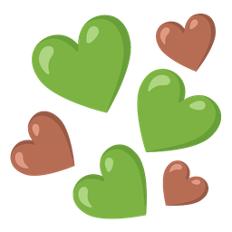 brown heart and green heart