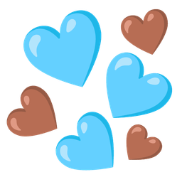 brown heart and light blue heart
