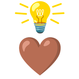 brown heart and light bulb
