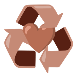 brown heart and recycling symbol