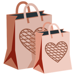 brown heart and shopping bags