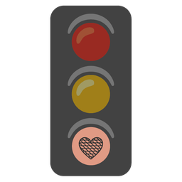 brown heart and vertical traffic light