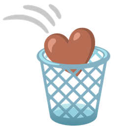 brown heart and wastebasket