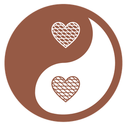 brown heart and yin yang