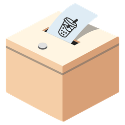 Bubble tea and Ballot box with ballot
