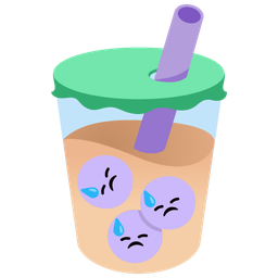 Bubble tea and Downcast face with sweat