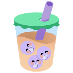 Bubble tea and Face with hand over mouth