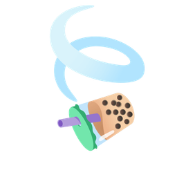 Bubble tea and Leaf fluttering in wind